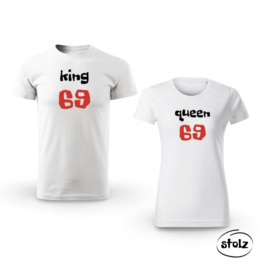 Tričká KING 69 + QUEEN 69 white