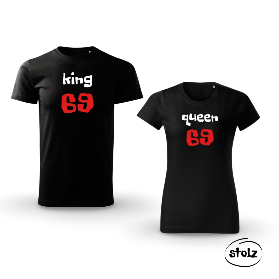 Tričká KING 69 + QUEEN 69 black